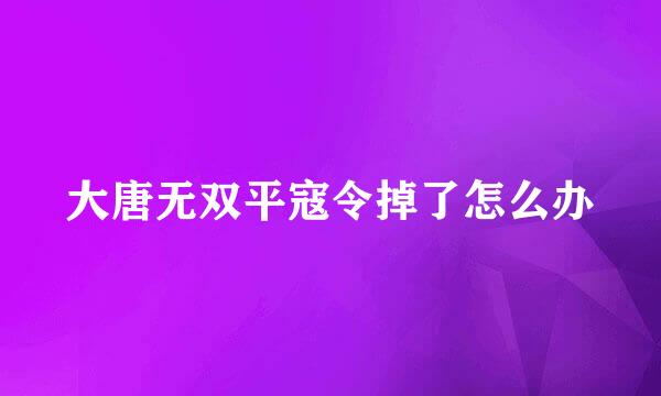 大唐无双平寇令掉了怎么办