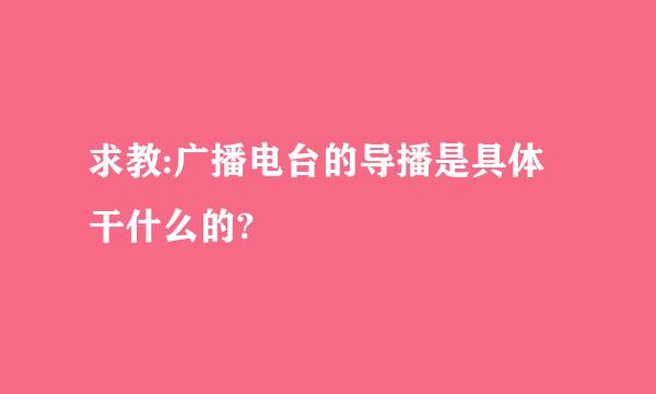 求教:广播电台的导播是具体干什么的?