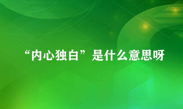 “内心独白”是什么意思呀