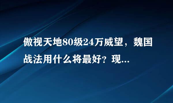 傲视天地80级24万威望，魏国战法用什么将最好？现在过了吕布，在打蜀国，可是死活过不去了