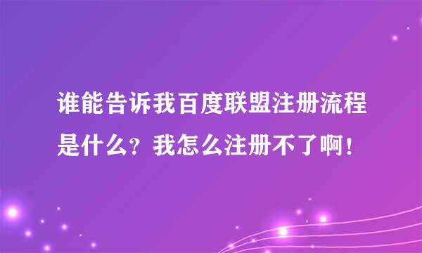 谁能告诉我百度联盟注册流程是什么？我怎么注册不了啊！