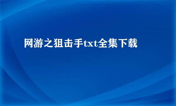 网游之狙击手txt全集下载