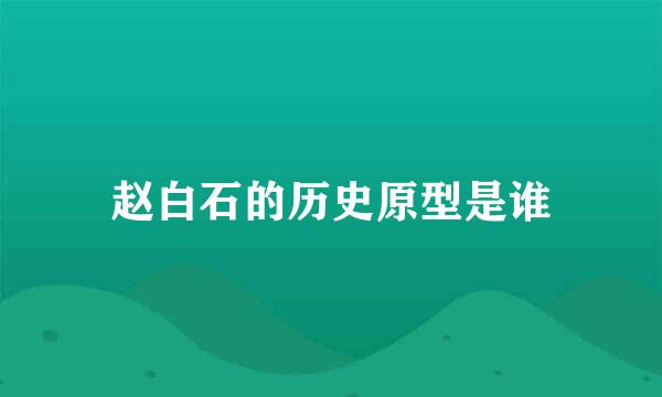 赵白石的历史原型是谁