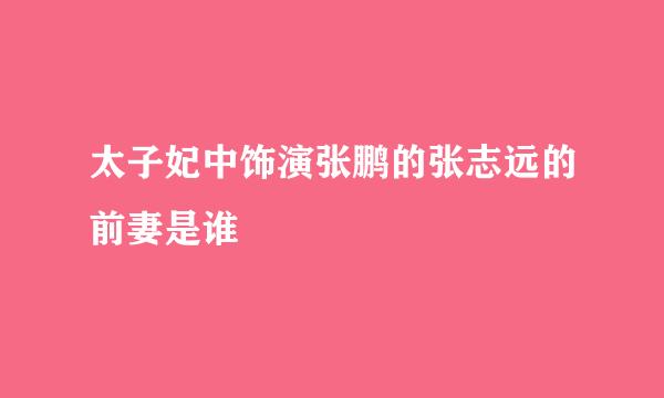 太子妃中饰演张鹏的张志远的前妻是谁