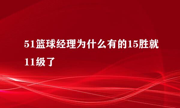 51篮球经理为什么有的15胜就11级了