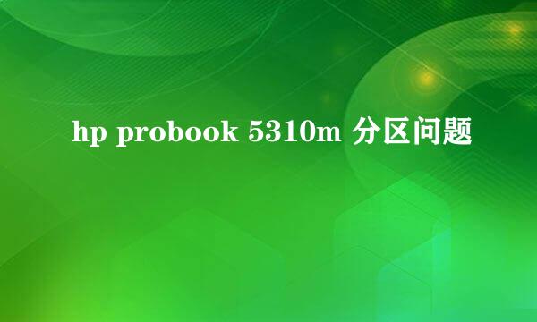 hp probook 5310m 分区问题