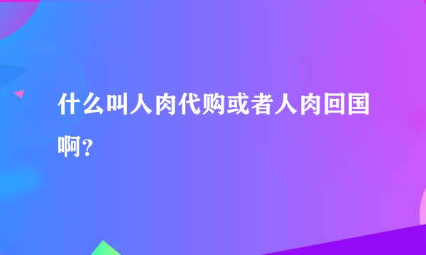 什么叫人肉代购或者人肉回国啊？