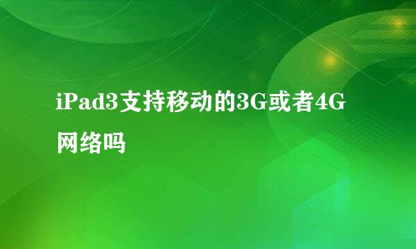 iPad3支持移动的3G或者4G网络吗