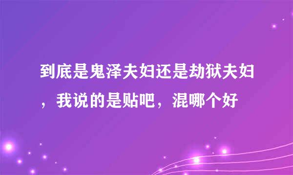 到底是鬼泽夫妇还是劫狱夫妇，我说的是贴吧，混哪个好