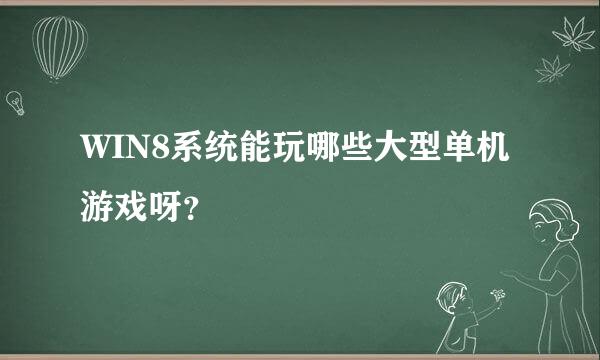 WIN8系统能玩哪些大型单机游戏呀？