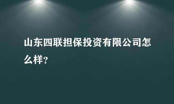 山东四联担保投资有限公司怎么样？