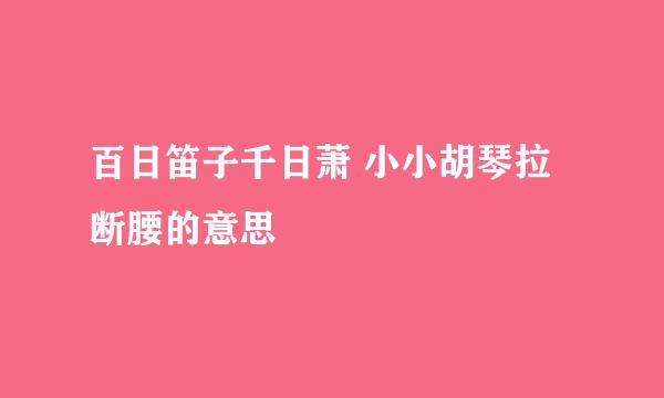 百日笛子千日萧 小小胡琴拉断腰的意思