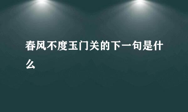 春风不度玉门关的下一句是什么