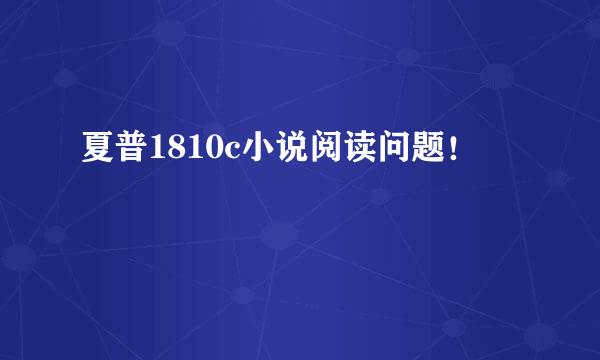 夏普1810c小说阅读问题！