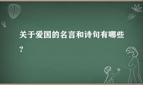 关于爱国的名言和诗句有哪些？