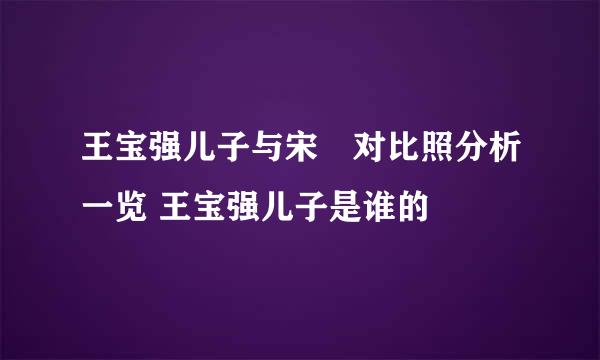 王宝强儿子与宋喆对比照分析一览 王宝强儿子是谁的