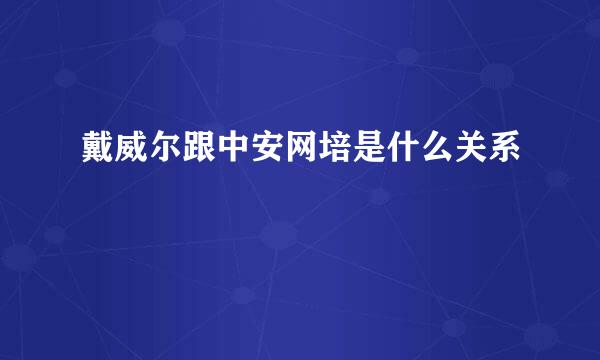 戴威尔跟中安网培是什么关系