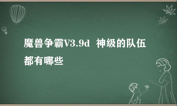 魔兽争霸V3.9d  神级的队伍都有哪些