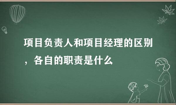 项目负责人和项目经理的区别，各自的职责是什么