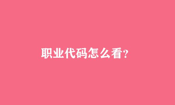 职业代码怎么看？