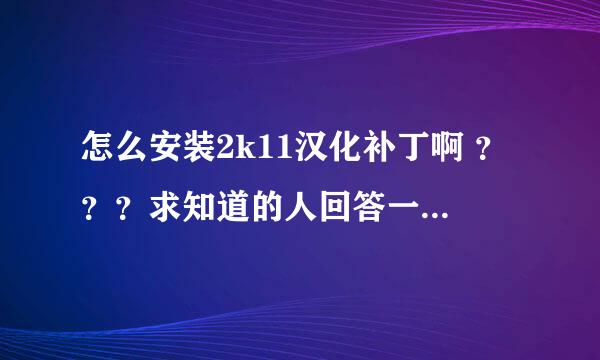 怎么安装2k11汉化补丁啊 ？？？求知道的人回答一下 尽量详细点 谢谢