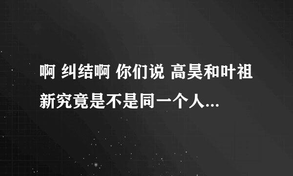 啊 纠结啊 你们说 高昊和叶祖新究竟是不是同一个人呐 为什么 这么多名字？而且 弄的我都不确定了