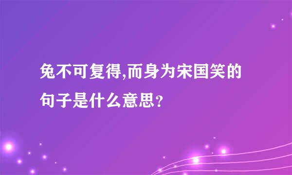 兔不可复得,而身为宋国笑的句子是什么意思？