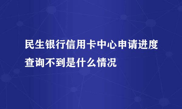 民生银行信用卡中心申请进度查询不到是什么情况