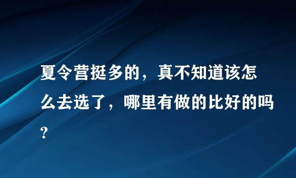 夏令营挺多的，真不知道该怎么去选了，哪里有做的比好的吗？