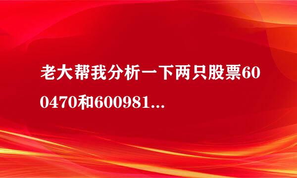 老大帮我分析一下两只股票600470和600981，谢谢老大，感激不禁啊！