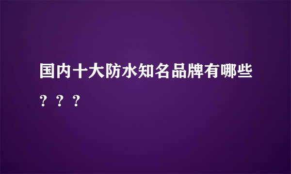 国内十大防水知名品牌有哪些？？？