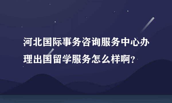 河北国际事务咨询服务中心办理出国留学服务怎么样啊？