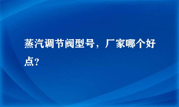 蒸汽调节阀型号，厂家哪个好点？