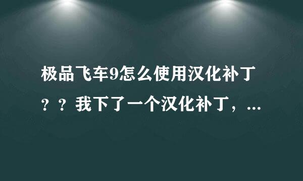 极品飞车9怎么使用汉化补丁？？我下了一个汉化补丁，就这样了，谁教教我？