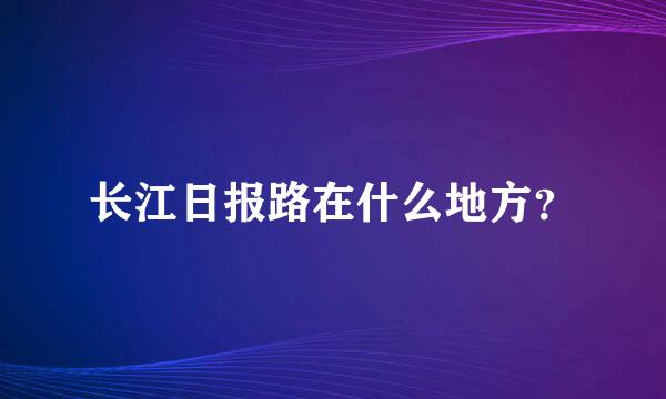 长江日报路在什么地方？