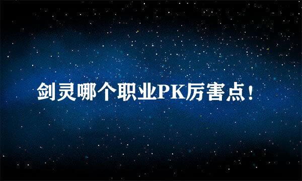 剑灵哪个职业PK厉害点！