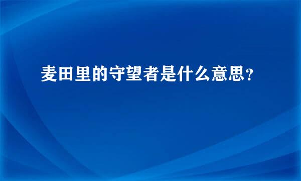 麦田里的守望者是什么意思？