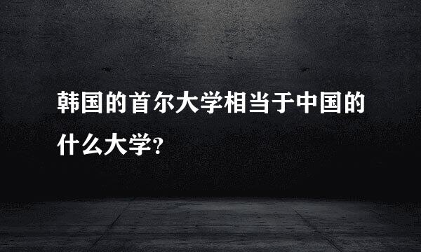 韩国的首尔大学相当于中国的什么大学？