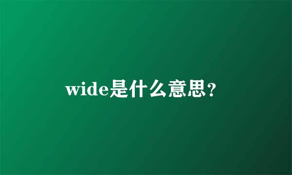 wide是什么意思？