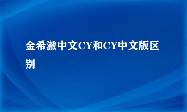 金希澈中文CY和CY中文版区别