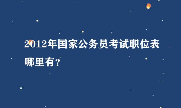 2012年国家公务员考试职位表哪里有？