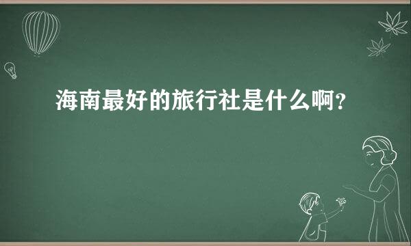 海南最好的旅行社是什么啊？