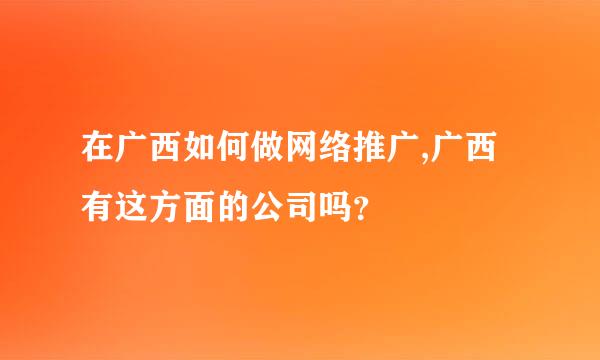 在广西如何做网络推广,广西有这方面的公司吗？