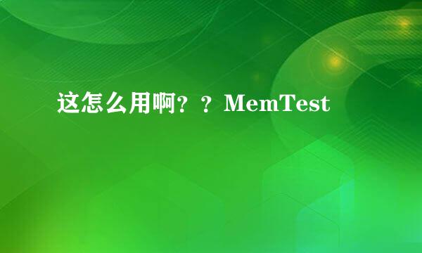 这怎么用啊？？MemTest