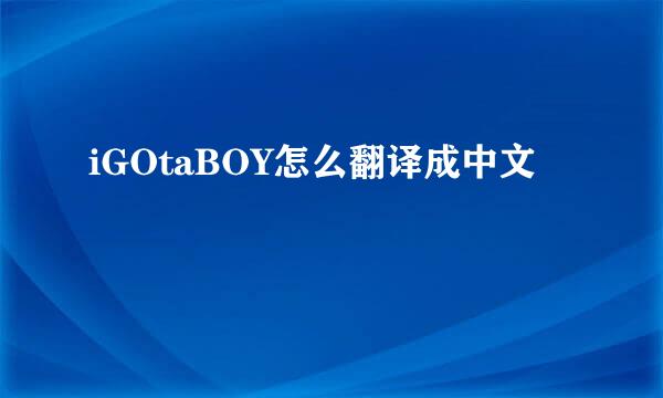 iGOtaBOY怎么翻译成中文