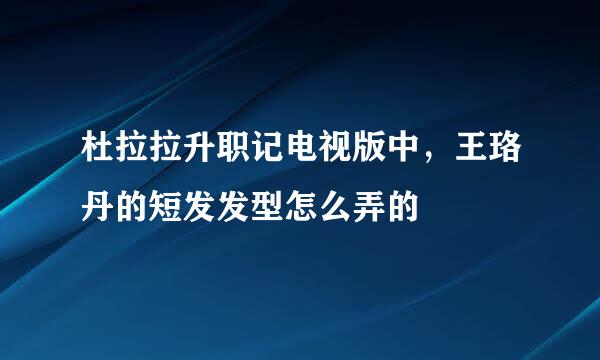 杜拉拉升职记电视版中，王珞丹的短发发型怎么弄的