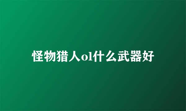 怪物猎人ol什么武器好