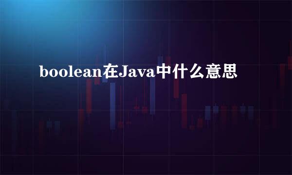 boolean在Java中什么意思