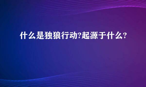 什么是独狼行动?起源于什么?