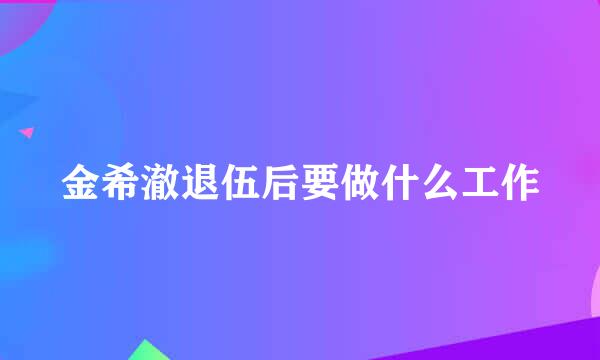 金希澈退伍后要做什么工作